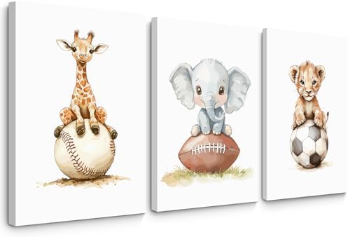 Sports Nursery Wall Art Baby Boys Room Canvas Pictures Safari Animal Wall Decor by Tanmart