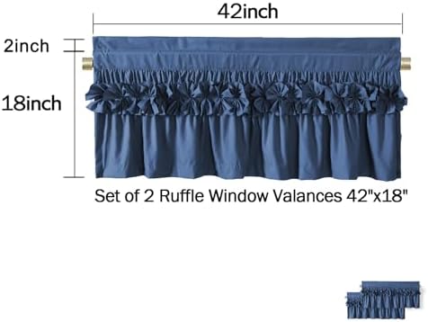HIG 2 Pack Navy Ruffle Handcrafted Window Valances - Image 5