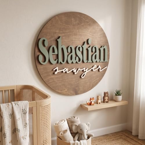 Custom Round Nursery Name Sign, Personalized 3D Baby Name Announcement Sign - Image 4