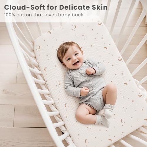 Konssy 2 Pack Muslin Bassinet Sheets - Image 4