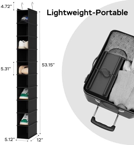 MAX Houser 2 Pack 10 Tier Foldable Hanging Shoe Organizer Black - Image 3