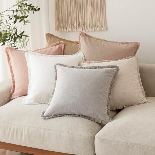 Foindtower Decorative Linen Fringe Throw Pillow Covers Cozy Boho Farmhouse - Image 7