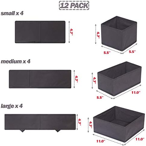 DIOMMELL 12 Pack Foldable Cloth Storage Box Closet Dresser Drawer Organizer - Image 2
