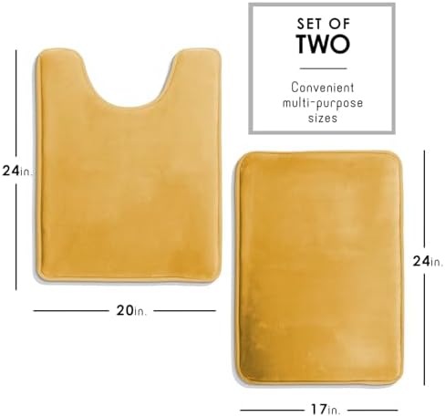 Clara Clark 2 Piece Bathroom Rugs, Velvet Memory Foam Bath Mat Set, Non-Slip - Image 2