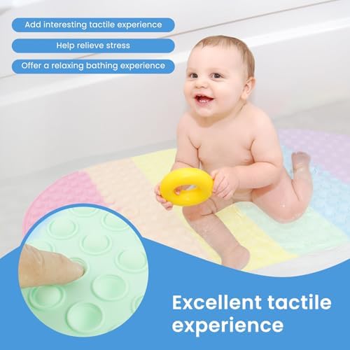 Baby & Toddler Bath Mat for Tub, Oval Shape Colorful Silicone Bathtub Mat - Image 6