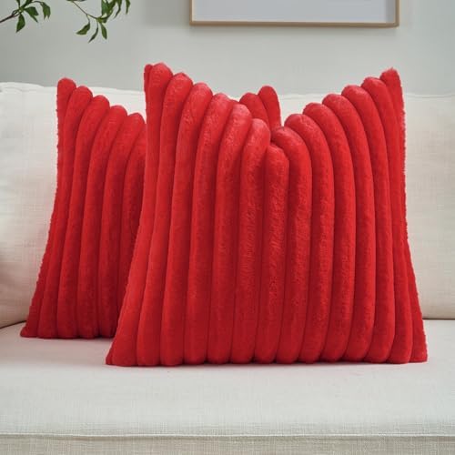 FUTEI Pack of 2 Faux Fur Throw Pillow Covers 28x28 Inch by FUTEI