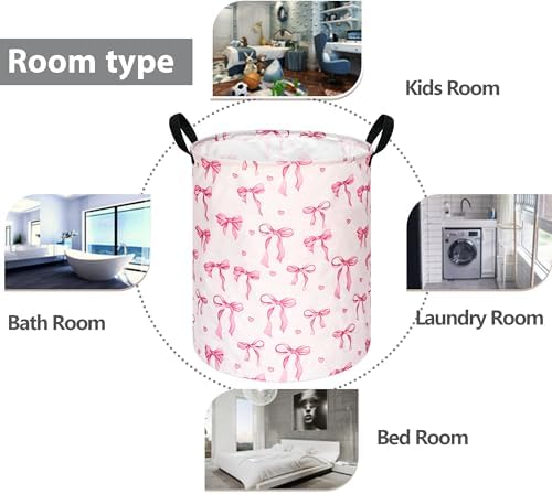 Round Laundry Basket Storage Bins Nursery Hamper Gift Baskets - Image 6