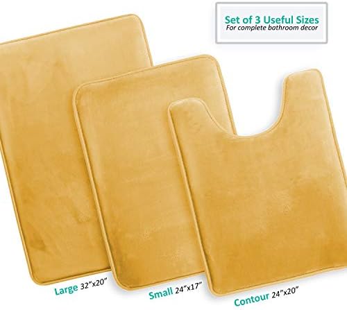 Clara Clark Bathroom Rug Set, 3 Piece Velvet Memory Foam Bath Mats - Image 4