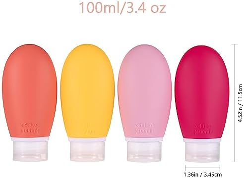LIYUABU Leak Proof Silicone Travel Bottles, 4 Pack 3.4oz Liquid Squeezable - Image 7
