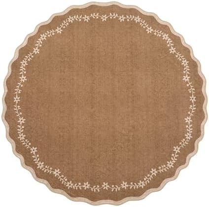 GarveeHome Round Area Rug 5ft Scalloped Washable Circle Rug - Image 4