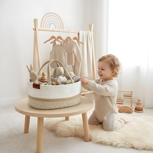 DECOMOMO Diaper Caddy, Empty Woven Basket - Image 6