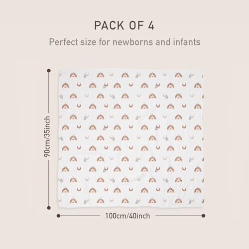 GLLQUEN BABY Muslin Swaddle Blankets 4Pk Receiving Blanket Large 35" x 40" - Image 3