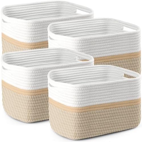 4 Pack Storage Baskets for Organizing, and Clothes, Cotton Rope Basket for by Unknown