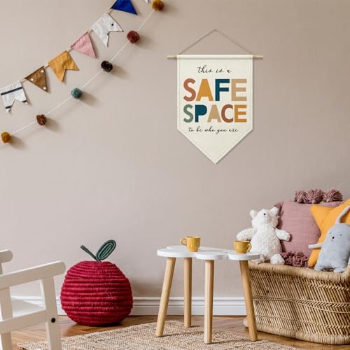 Therapy Office Decor, Safe Space Sign Pennant Hanger Banner - Image 3