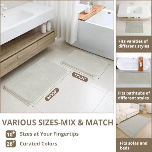 Polyester Bathroom Runner Rug 24"x60" Light Gray, Soft Bath Mat - Image 3