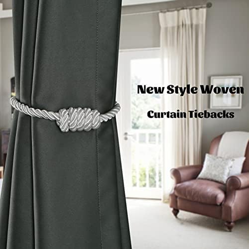 BEL AVENIR Magnetic Curtain Tiebacks 2 Pack Hand-Woven Curtain Ties - Image 6