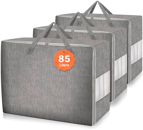 3 Pack 85L Comforter Storage Bags, Extra Large Bedding Storage Bags by Karceyworth