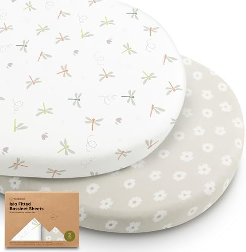 2-Pack Baby Bassinet Sheets Girl, 33x17 Bedside Sheets by KeaBabies