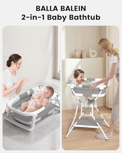 Baby Bathtub with Stand, 2-in-1 Collapsible Bath Tubs - Image 2