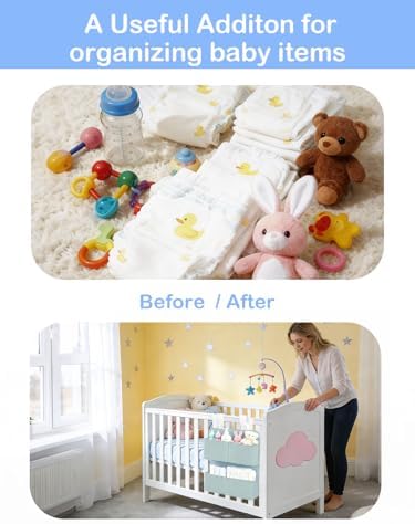 Hanging Diaper Organizer for Bassinet/Crib/Playpen/Playard – Hold 80+ Diapers - Image 5