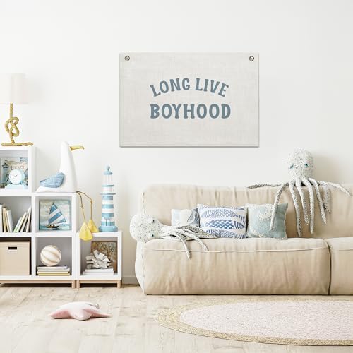 Long Live Boyhood Banner – Boy Room Decor Linen Banner Hanging Flag Retro Pink - Image 7