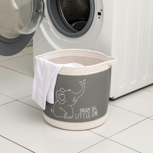Toy Basket for Baby Laundry Hamper Blanket Baskets Cute Elephant Nursery - Image 5