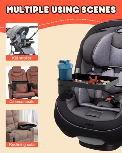 SEVEN SPARTA Car Seat Tray for Kids Fit 2.8"-3.2"Cup Holders for Snack - Image 5