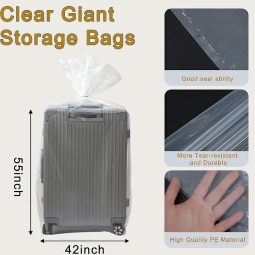 4 Pcs 45x65 inches Extra Large Clear Plastic Bags Perfect - Image 3