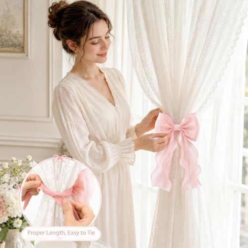VIS'V Curtain Tiebacks, French Silky Bow Curtain Holdbacks - Image 3