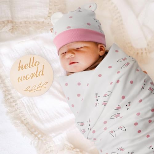 DRESHOW BQUBO Cotton Baby Swaddle Hat Set Newborn Infant Receiving Blankets - Image 2