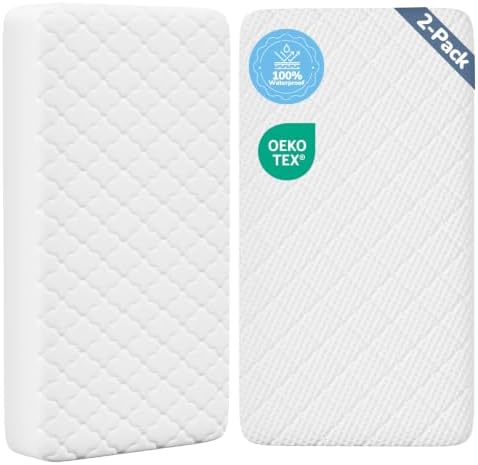 Crib Mattress Protector 2 Pack, Waterproof Fitted Crib Sheets by ANGELBLISS
