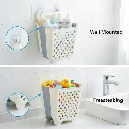 Bath Toy Basket, Stand Up Bath Toy Bin, Foldable Bath Toy Holder - Image 7