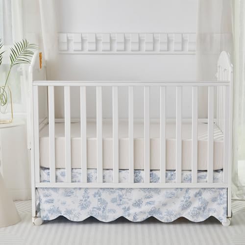 Brandream French Country Toile Crib Skirt, Baby Girl Gender Neutral Crib Skirt - Image 6