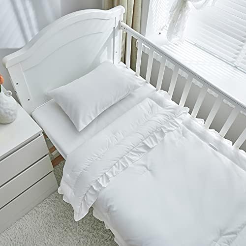 3 Pieces Crib Bedding Set Baby Ruffle Quilted Comforter - Image 5