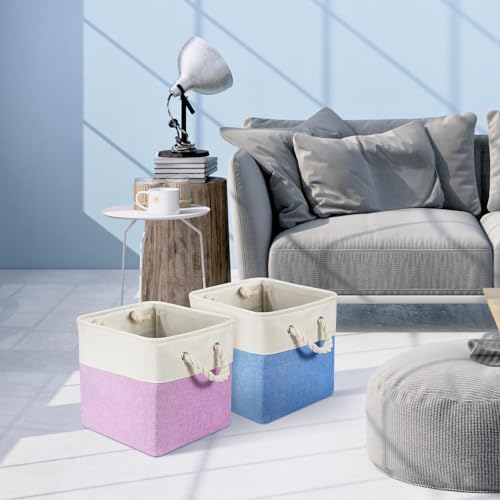 6 Pack 11x11 Inch Macaron Cube Storage Bins Square Fabric Cube Baskets - Image 5