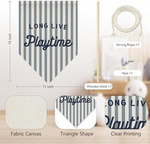 KYTWSFWS Kids Playroom Wall Art Pennant Flag, Long Live Playtime Wall Decor - Image 6
