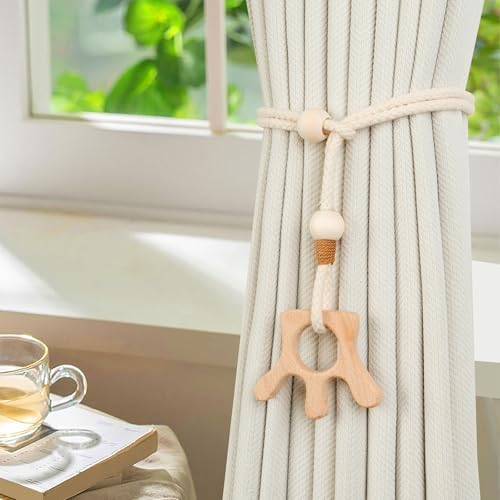 2 Pack Wooden Curtain Tiebacks - Image 2