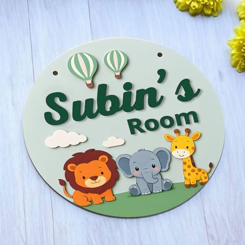 Safari Animal Customized Wooden Name Signs – Personalized Jungle Theme Wall - Image 5