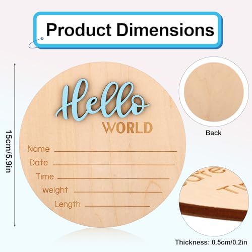 Baby Announcement Sign, Wooden Hello World Newborn Signs Birth Name Sign - Image 2