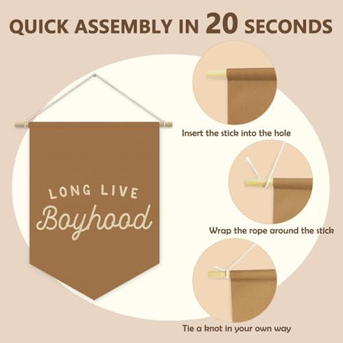 Fall Room Decor, Long Live Boyhood Boy Room Canvas Banner Nursery Playroom Wall - Image 6