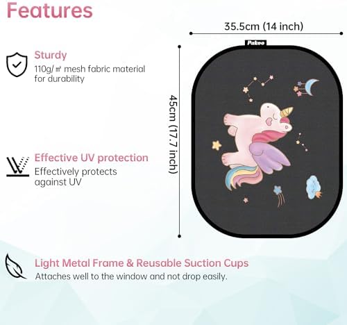 Pakoo Car Window Shade for Baby, 2 Pack UV Protection Breathable Universal Fit - Image 5