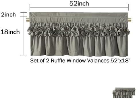 HIG 2 Pack Gray Ruffle Handcrafted Window Valances - Image 5