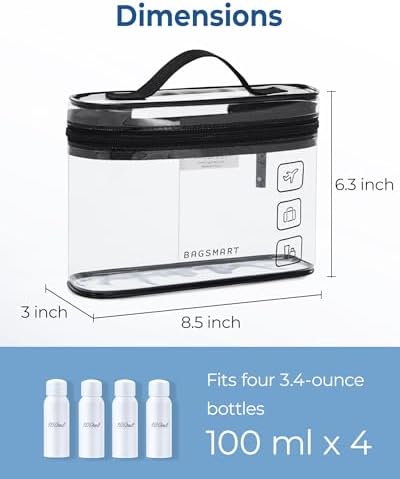 BAGSMART TSA Approved Toiletry Bag, 3 Pack Clear Makeup Cosmetic Bag Organizer - Image 4