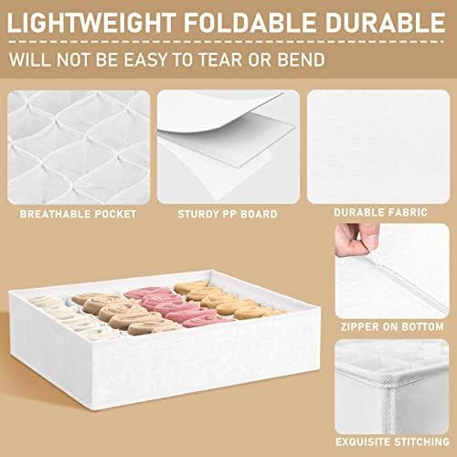 Criusia 3 Pack Sock Underwear Drawer Organizer Dividers, 64 Cell Fabric - Image 5
