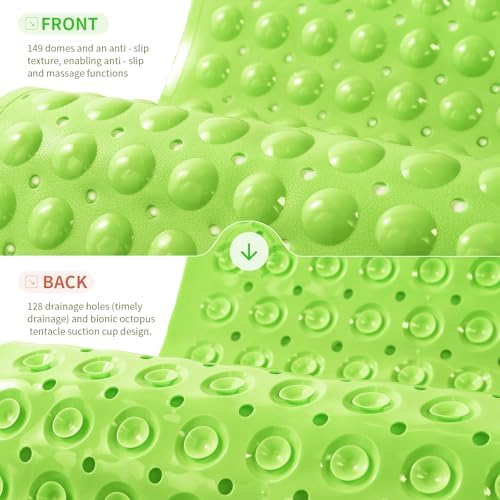 Anti-Slip Bathtub Shower Mat 28×15 Inch Opaque Pea Green - Image 2