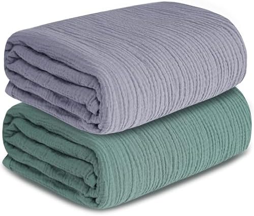 Muslin Swaddle Blankets for Newborn, 2 Pack Breathable Soft Receiving Blanket by GUNTAIL