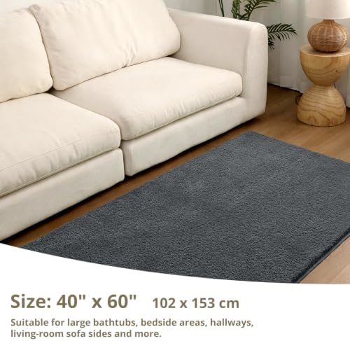Polyester Bathroom Rug 40"x60" Dark Gray, Large Soft Bath Mat - Image 2