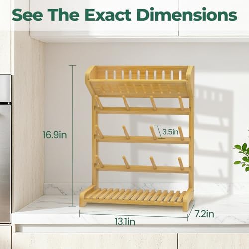 EsLuker.ly Baby Bottle Drying Rack Bamboo Vertical Dryer Holder - Image 4