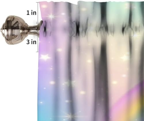 Fantasy Rainbow Valances Curtains Colorful Cloudy Pink Sky Pattern Window - Image 3