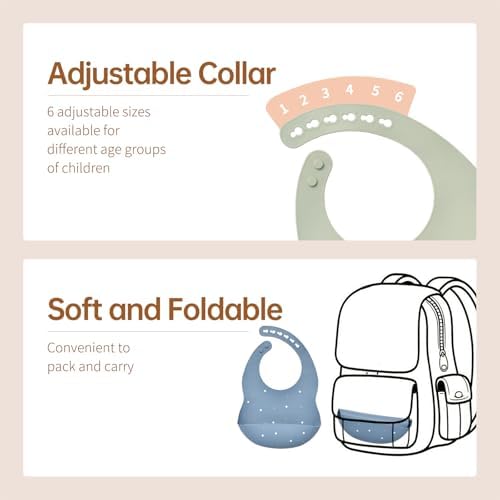 SILI FACTORY Silicone Baby Bibs 2 Sets, Adjustable Waterproof Baby Bibs - Image 4